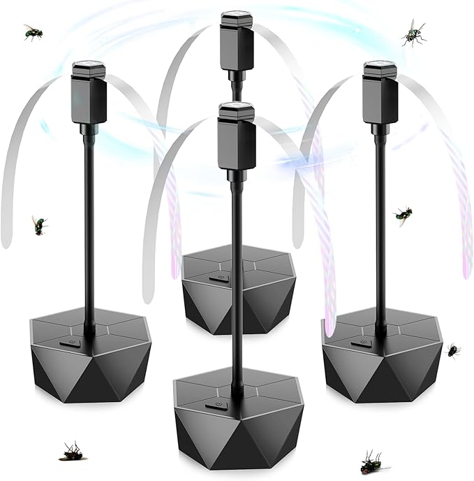 PIMAG Fly Fans for Tables, Fly Repellent Fan Outdoor Indoor Keep Flies Away, Fly Repellent Fans for Tables with Holographi...