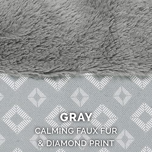 Furhaven Cat Bed for Indoor Cats, Washable w/ Removable Bolsters, For Pets Up to 18 lbs - Plush & Diamond Print Cuddle Loa...