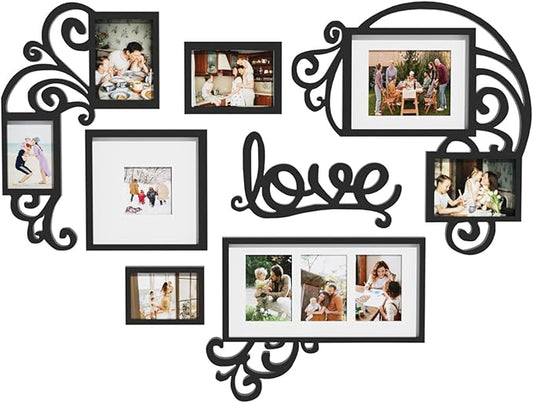 HELLO LAURA-Picture Frame Collage Large Wall Hanging Photo Frames Elegant Heart Collage Frame Gifts for Family Friends 4x6...