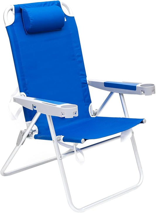 SUNNYFEEL Oversized Tall Folding Beach Chair Lightweight, 17" Portable Sand Chair for Adults Heavy Duty 500 LBS with Cup H...