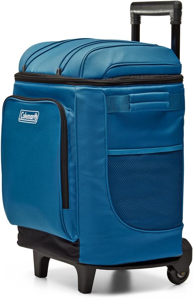 Coleman 42-Can Soft Rolling Cooler with Wheels, Leak-Proof Portable Insulated Chiller with 12+ Hour Ice Retention, Made wi...