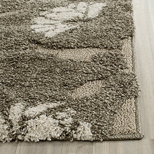 SAFAVIEH Florida Shag Collection Accent Rug - 2'3" x 4', Smoke & Beige, Floral Design, Non-Shedding & Easy Care, 1.2-inch ...