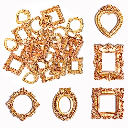 Poualss 25Pcs Vintage Resin Picture Frame Mini Antique Photo Frame DIY Small Picture Frames Mini Vintage Frame Antique Pho...