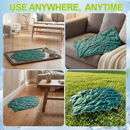 Drydiet Self Cooling Mat for Cats - Large Leaf Shaped - 27 x 18.5 Inch Summer Pet Cool Mats for Cats and Puppies, Reversib...
