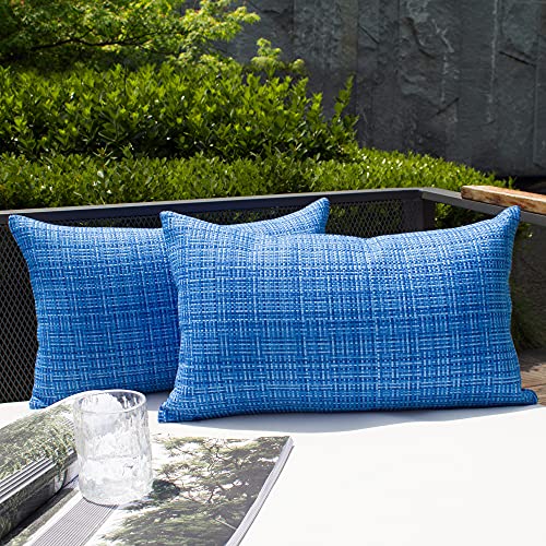 Kevin Textile Outdoor Waterproof Throw Pillow Covers 14x24 Inch Pack of 2 Woven Faux Linen Farmhouse Decorative Water Resi...