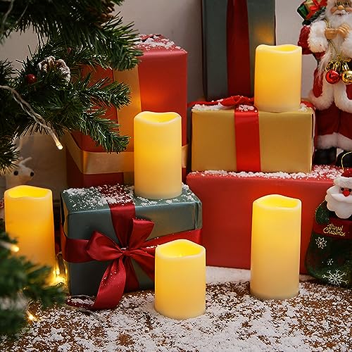 Homemory 9 Pack Flameless Candles, Outdoor Waterproof, Battery Operated LED Pillar Candles with Remote Control and Timer, ...