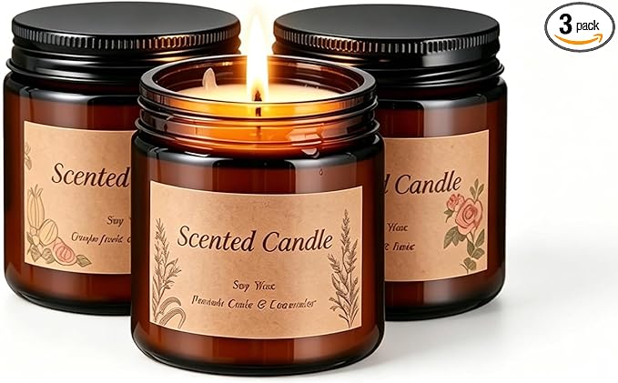 3 Pack Natural Soy Wax Candles | VOTTOUCC Aromatherapy Candles Gift Set | for SPA & Sleep Stress Relief Morning Energy | A...