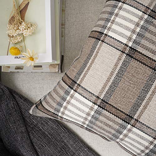 YOUR SMILE Retro Farmhouse Outdoor Buffalo Tartan Chequer Plaid Cotton Linen Decorative Throw Pillow Case Cushion Cover Pi...