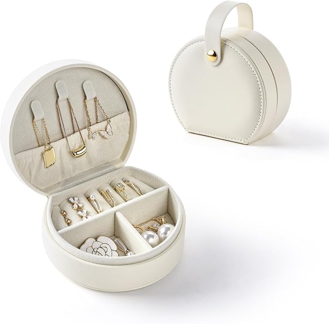 CASEGRACE Small Travel Jewelry Case, Portable Jewelry Organizer Box for Necklace Rings Earrings, Travel Essentials Jewelry...