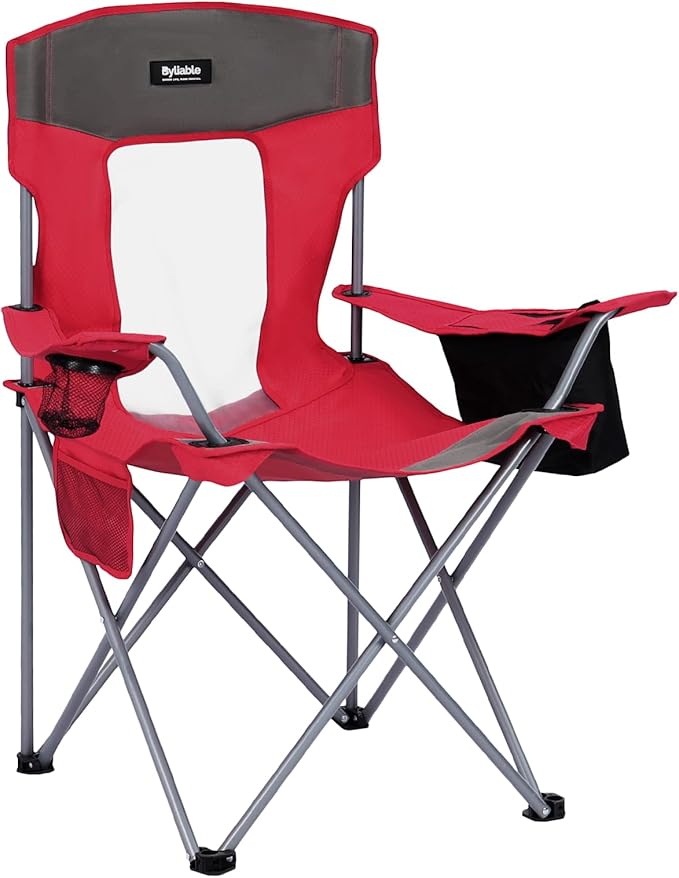 Byliable Camping Chairs Lawn Portable Foldable Camp Folding Lightweight Chair for Adults with Drink Holder and Cooler Pouc...
