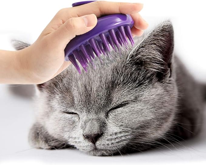 Cat Brush with Soft Rubber Pins, Washable Silicone Pet Brushes for Indoor Cats Kitty - Grooming Shedding Massage & Bath, R...