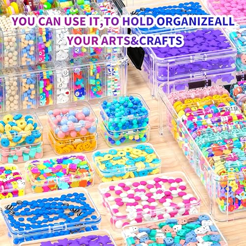 VANSUNS Bead Organizer Box 58 Pcs, 3-Tier Stackable Storage Box, and 3 Different Container Sizes Small Plastic Containers ...