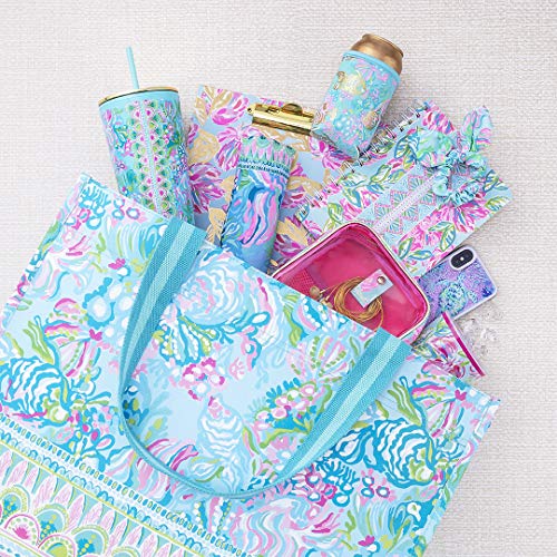 Lilly Pulitzer XL Market Shopper Bag, Oversize Reusable Grocery Tote with Comfortable Shoulder Straps