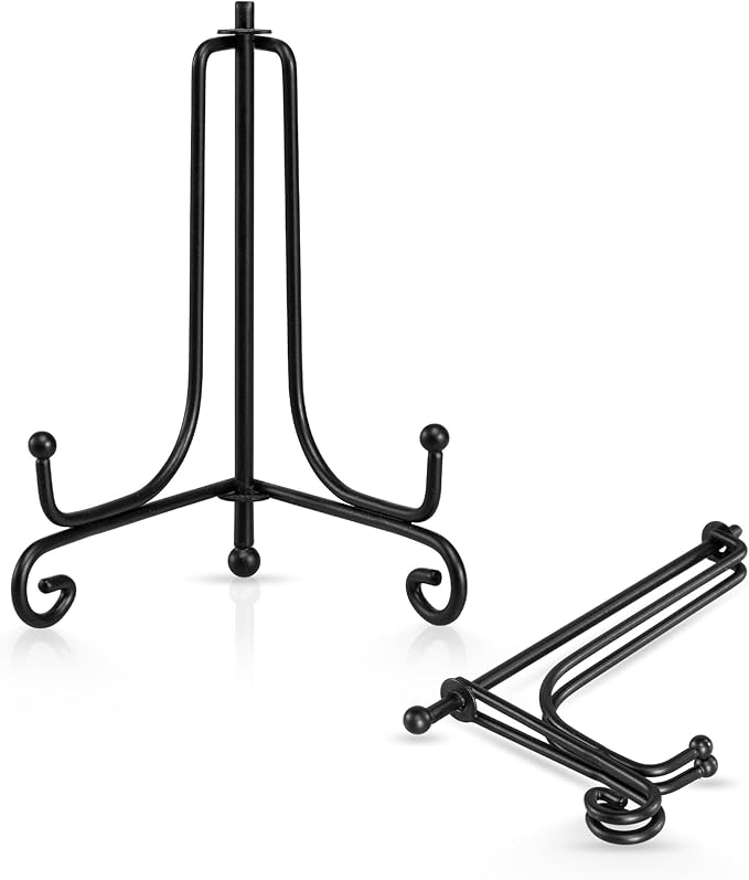 (4 pack)Iron Display Stand, Black Iron Easel Plate Display Photo Holder Stand, Displays Picture Frames, Decorative Plates,...