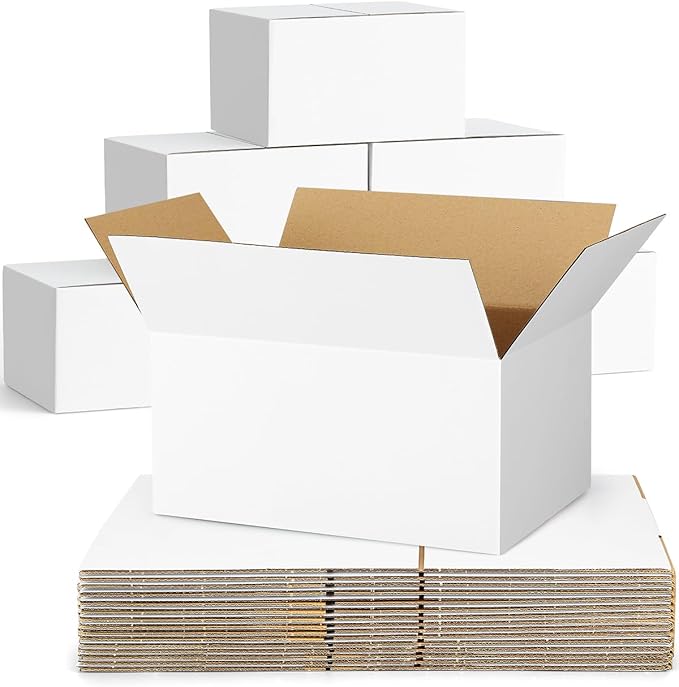 Poever 40-Pack-Small-Shipping-Boxes-9x6x4, Corrugated-Cardboard-Boxes-for-Packaging-Small-Business, White-Boxes-Mailers