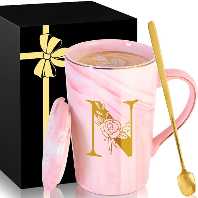 Personalized Ceramic Coffee Mug with Lid Tea Cup Women Wife Anniversary Her 1 2 3 5 6 7 8 10 14 20 25 40 50 Year Cotton Co...
