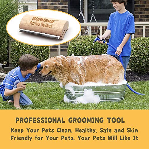 Deshedding Grooming Tool for Dogs, Cats & Horses, Ergonomic Design Wood Groom Brush, Professional Pet Groomer, Painlessly ...
