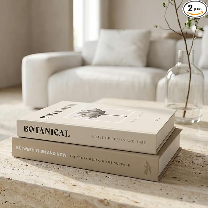 ZICOTO Beautiful Decorative Books - Set of 2 Boxes Enhance Your Coffee Table, Bookshelf or Mantel Decor - Aesthetic Fake/F...
