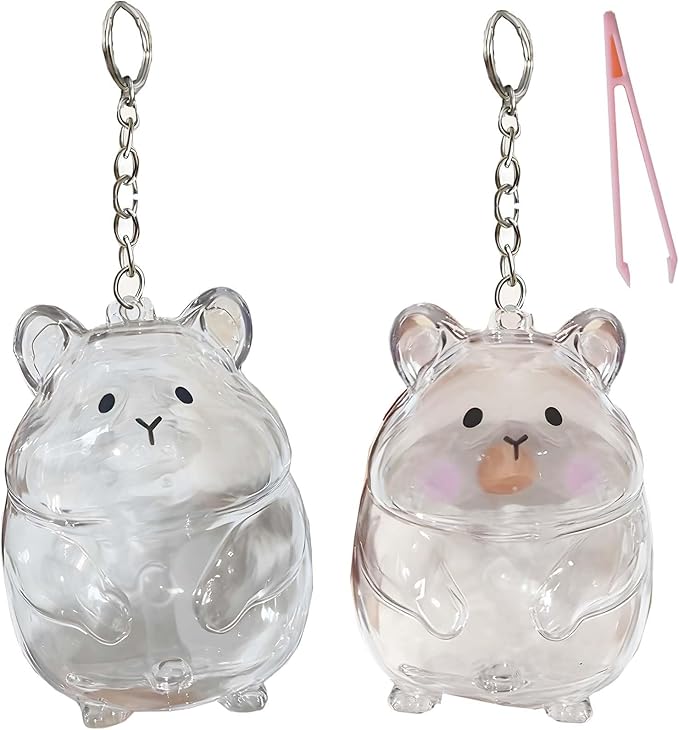 Roioiow 2Pieces Hamster Hair Collectible Keychain with Tweezers - Pet Memorial Gifts Fur Keepsake - Transparent Pendant fo...