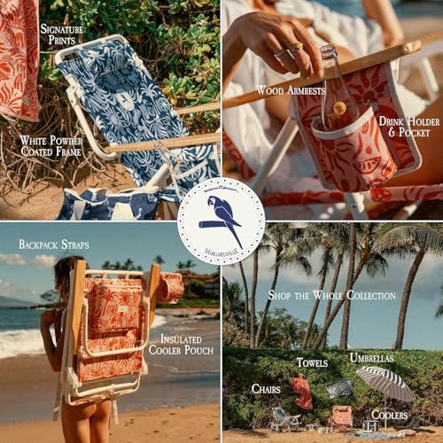 Business & Pleasure Co. Margaritaville Manana Backpack Beach Chair Lay Flat Reclining, Lightweight & Portable, Insulated C...