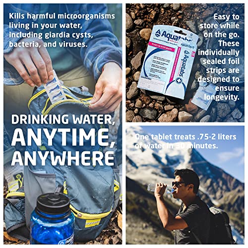 Aquatabs 49mg Water Purification Tablets (30 Pack). Portable Water Purifier for Camping Essentials, Lightweight Camping Ge...