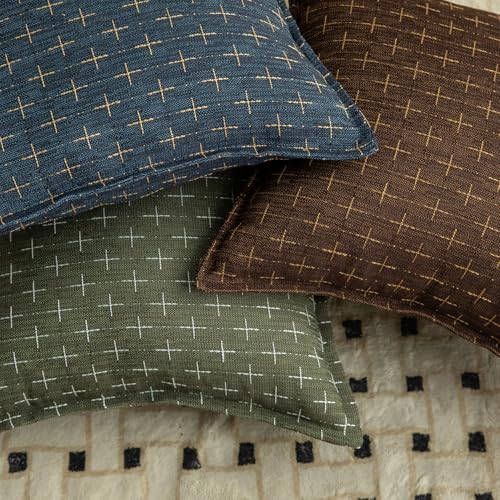 MANDIOO Pack of 2 Burlap Linen Throw Pillow Covers Woven Textured Modern Farmhouse Cushion Covers Pillowcase Decorative Co...