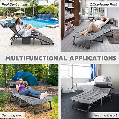 ABORON Chaise Lounge Chair,5 Positions Padded Outdoor Tanning Chair,Heavy Duty Portable Lounge Chair for Outdoor Sunbathin...