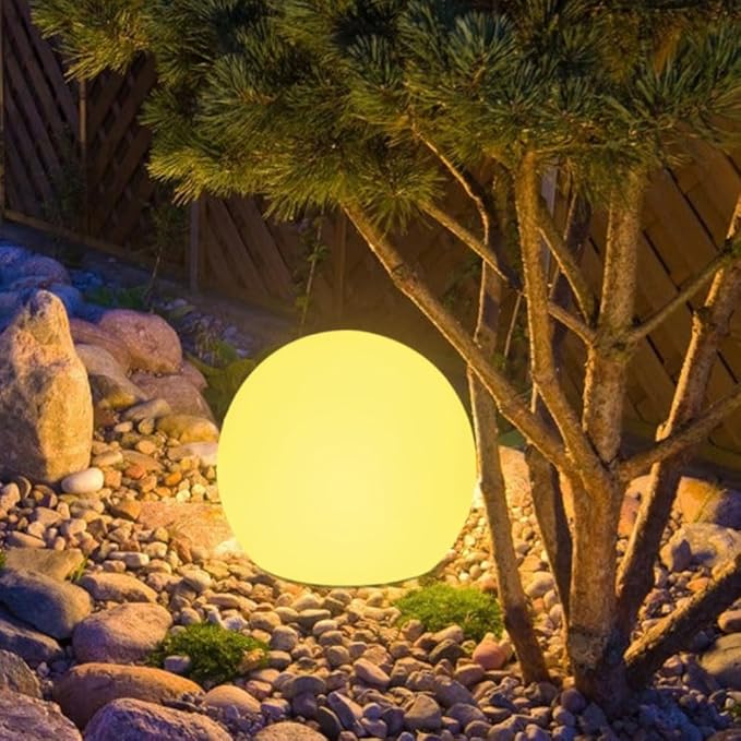 8-in Solar Globe Light Outdoor, Waterproof Solar Ball Light for Outside w/Remote, 16 RGB Color Changing Glowing Orb Lamp L...