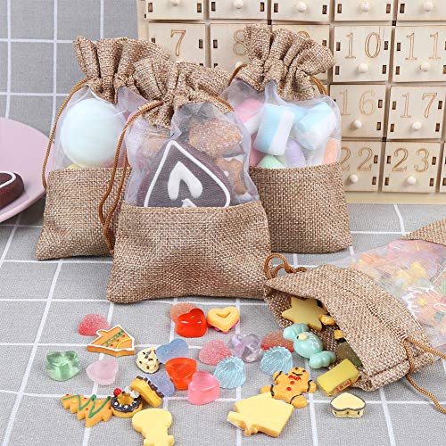 CCINEE 12PCS Burlap Drawstring Gift Bag, 5 X 7 Inch Organza Treat See Through Bags for Jewelry Sheer Easter Gifts Pouch We...
