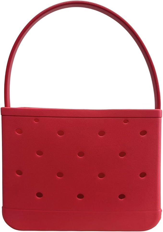 Lopqix Small Rubber Beach Tote Bag, Open Top Portable Outdoor Travel Bag for Beach Picnic Pool Outings