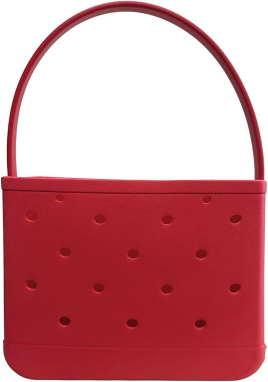 Lopqix Small Rubber Beach Tote Bag, Open Top Portable Outdoor Travel Bag for Beach Picnic Pool Outings