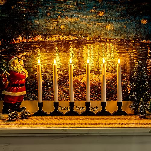 Homemory 6 Pcs Window Candles with Remote Timer Dimmer, Battery Operated Candlesticks with Holders and Suctions, White LED...