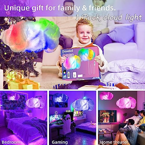 Cloud LED Lights for Bedroom - DIY Aesthetic Mood Light, Music Sync App Control Wall Light, 3D Ceiling Lamp Color Changing...