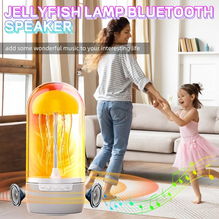 Jellyfish Bluetooth Speaker Lamp for Kids Teens Adults, Color Changing LED Night Light with 7 Dynamic Modes, Portable Wire...