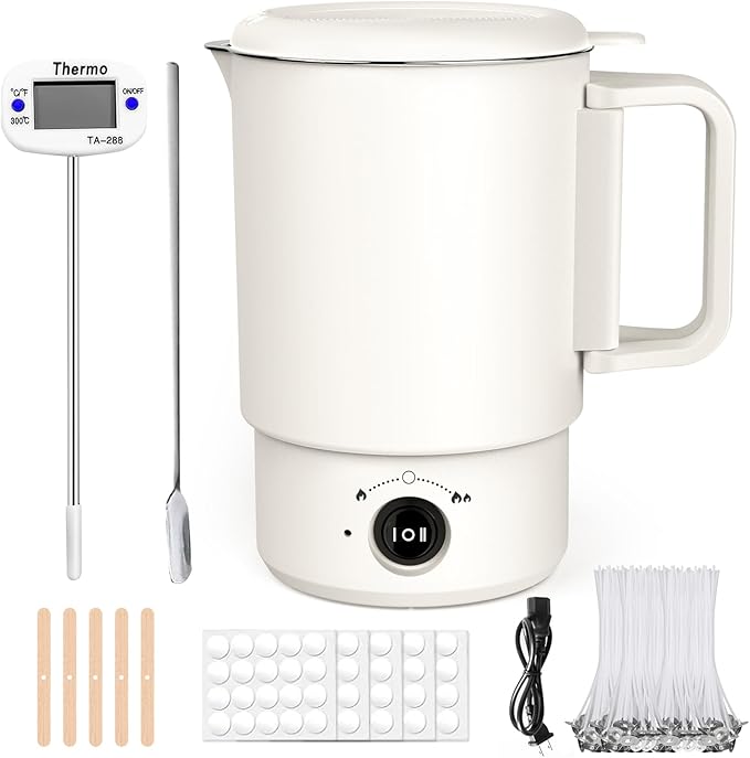 didforu Electric Wax Melting Pot Kit with Thermometer, 800ML Wax Melter for Candle Making, Adjustable Temperature Wax Warm...