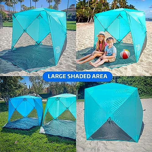 Beach Cube Pop Up Beach Tent Portable Shade Sun Shelter UPF50+ UV Protection for 4 Person Expandable Floor for Beach Fishi...