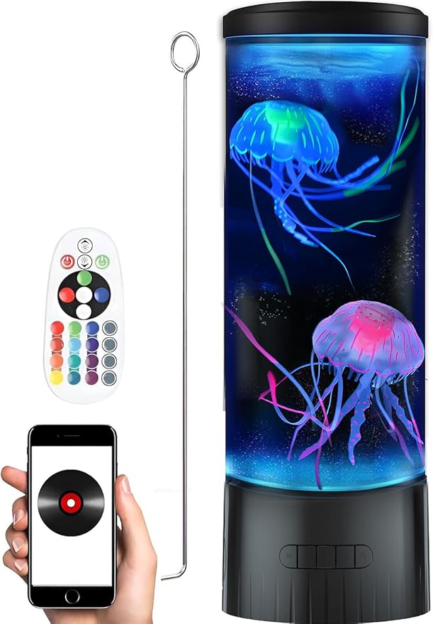 CALOVER Jellyfish Lamp - Cool Ocean Decor Jelly Fish Aquarium Light Tank with Speaker White Noise - Unique Sensory Lights ...