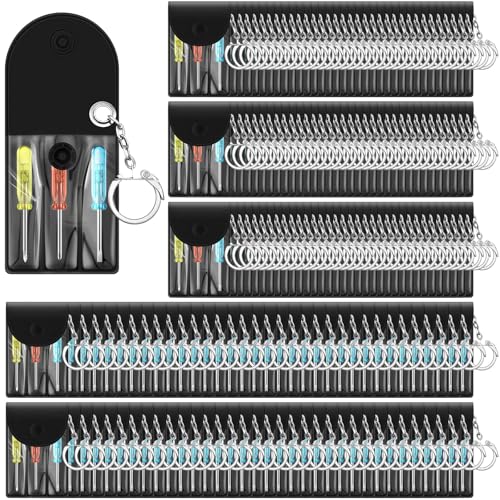 Jutom 170 Set Mini Screwdriver Keychain Set Bulk Includes 3 Mini Screwdrivers in a Portable Pouch with Snap with Hook Bulk...