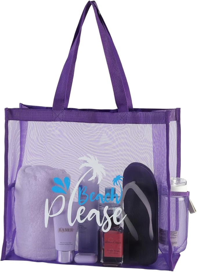 ukia - Mesh Beach Tote Large Bag, Extra Large Beach Bag for Vacation Family Beach Trip