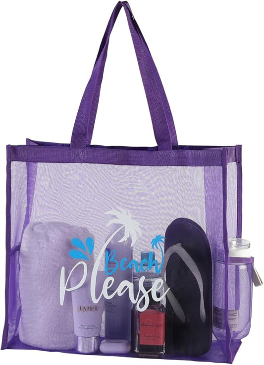 ukia - Mesh Beach Tote Large Bag, Extra Large Beach Bag for Vacation Family Beach Trip