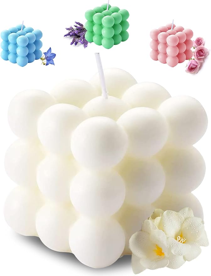Aokala Scented Bubble Cube Candles for Home, Scented, 5.4 oz Soy Wax Aromatherapy Candle, Aesthetic Room Decor Cute Danish...