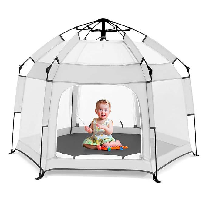 Bend River Baby Playpen with Canopy, Portable Baby Beach Tent, Toddler Play Yard Indoor and Outdoor, Foldable Mosquito Net...