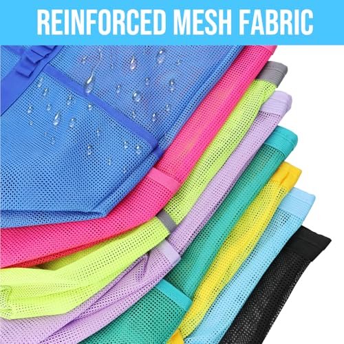 ASBEFORE Large Mesh Beach Tote Bag, 9-Pocket Foldable Summer Vacation Beach Bag for Travel, Pool, Gym, Cruise