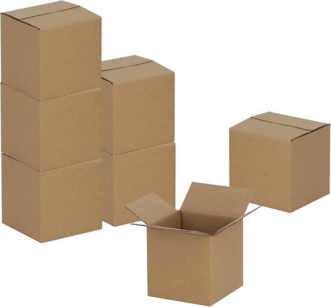 GHEIR 4x4x4 inches Shipping Boxes 50 Pack, Kraft Corrugated Small Cardboard Boxes for Mailing Packing, Brown