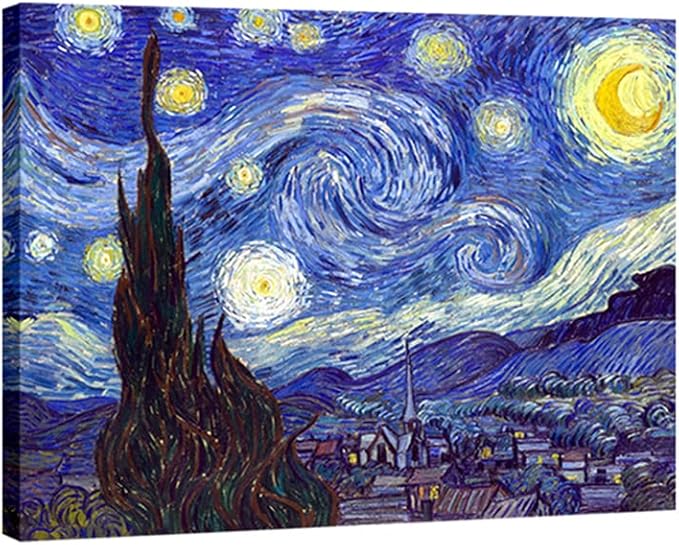 Wieco Art Starry Night Canvas Print of Van Gogh Oil Paintings Reproduction Modern Canvas Print Artwork Abstract Landscape ...
