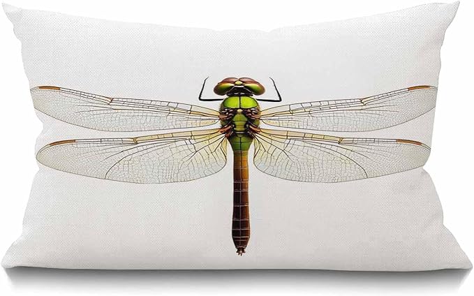 Smooffly Farmhouse Oblong Rectangle Throw Pillow Case, Green Darner Dragonfly Isolated with Clipping Path Pillow Cases Cot...