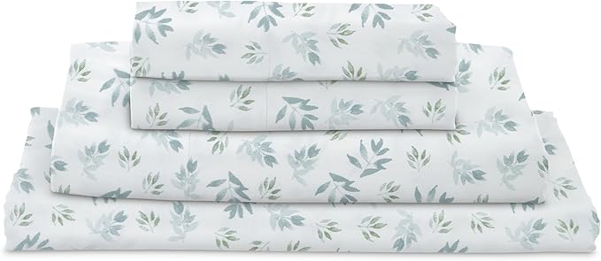 MyPillow Giza Dreams Bed Sheets, 100% Certified Giza Egyptian Cotton, Deep Pocket, Sateen Weave [King, Blue Green Floral]