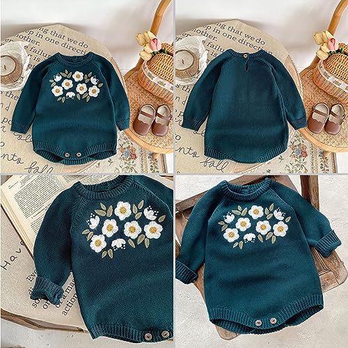 Simplee kids Baby Girls Kint Romper Fall Long Sleeve Rompers Newborn Baby Solid Overall Jumpsuit Outfits