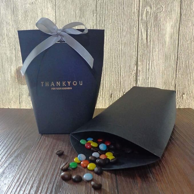 SHHS 9 PCS Thank You Gift Wrap Boxes Packing Bags(9black), Minimalist Gift Boxes Easter, Decorative Presents Box Bundle fo...