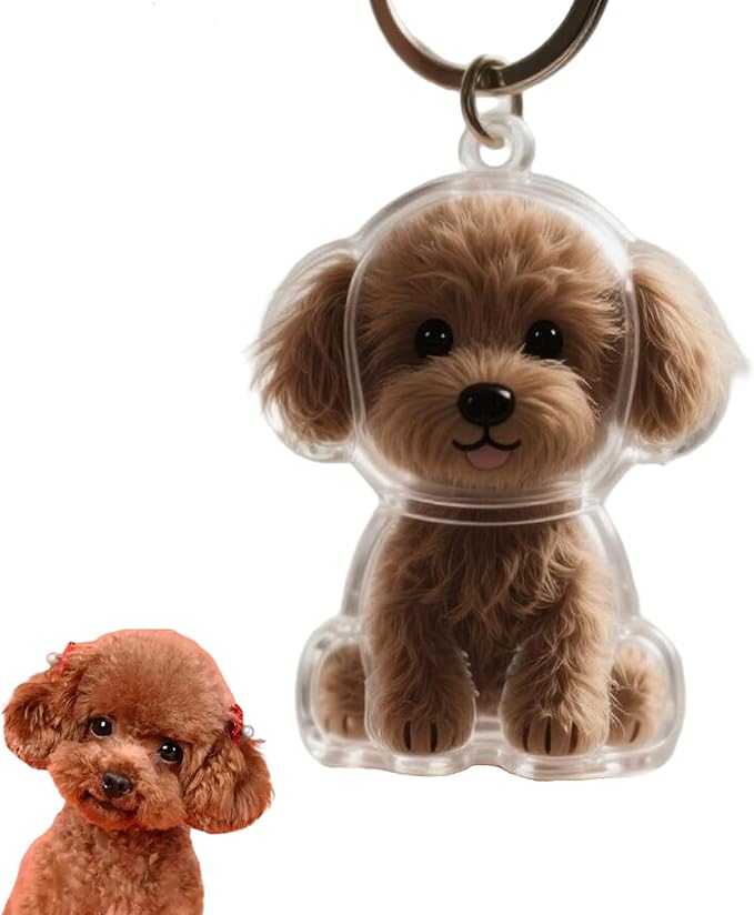 Dog Hair Collector Keychain Charm Memorial Storage Box, Dog Shape Pet Hair Memorial Bottle, DIY Pet Furs Collection Capsul...